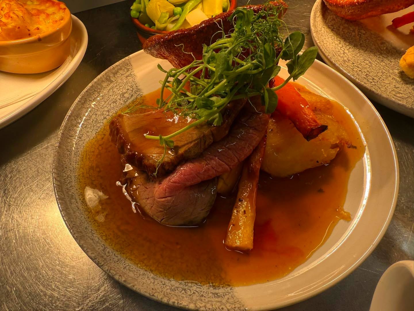Freshly prepared dish from The Whitehall kitchen in Llandovery