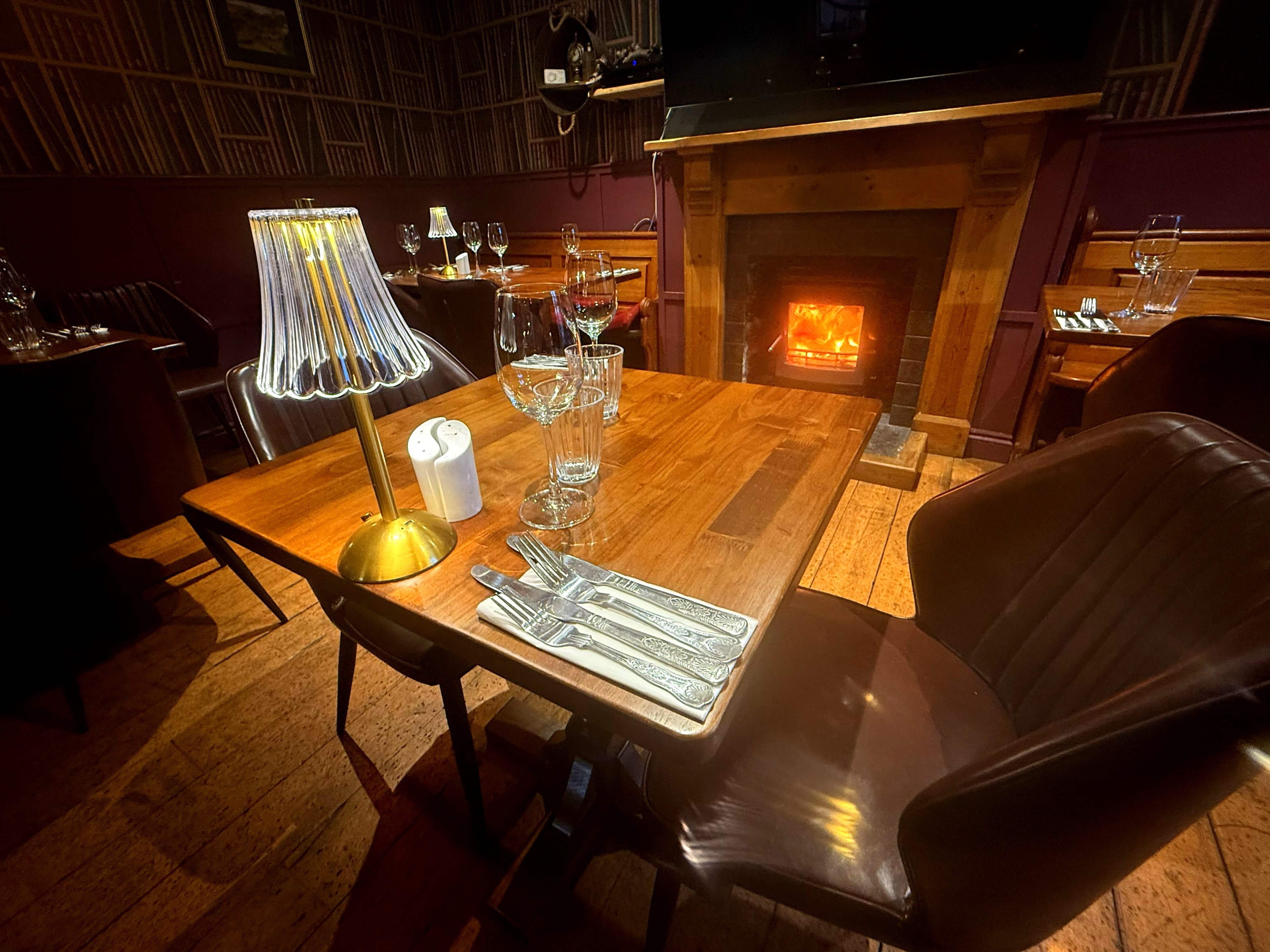 Traditional bar with wooden beams and ale taps